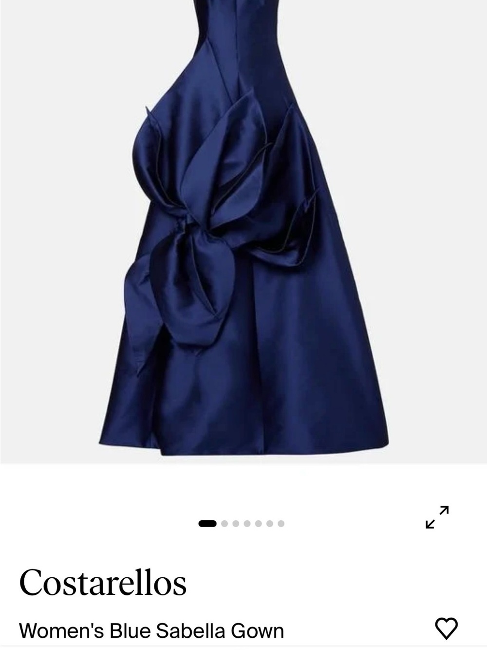 Midnight Blue Satin Maxi Gown with Sculptural Bow Detail - Picture 3 of 5